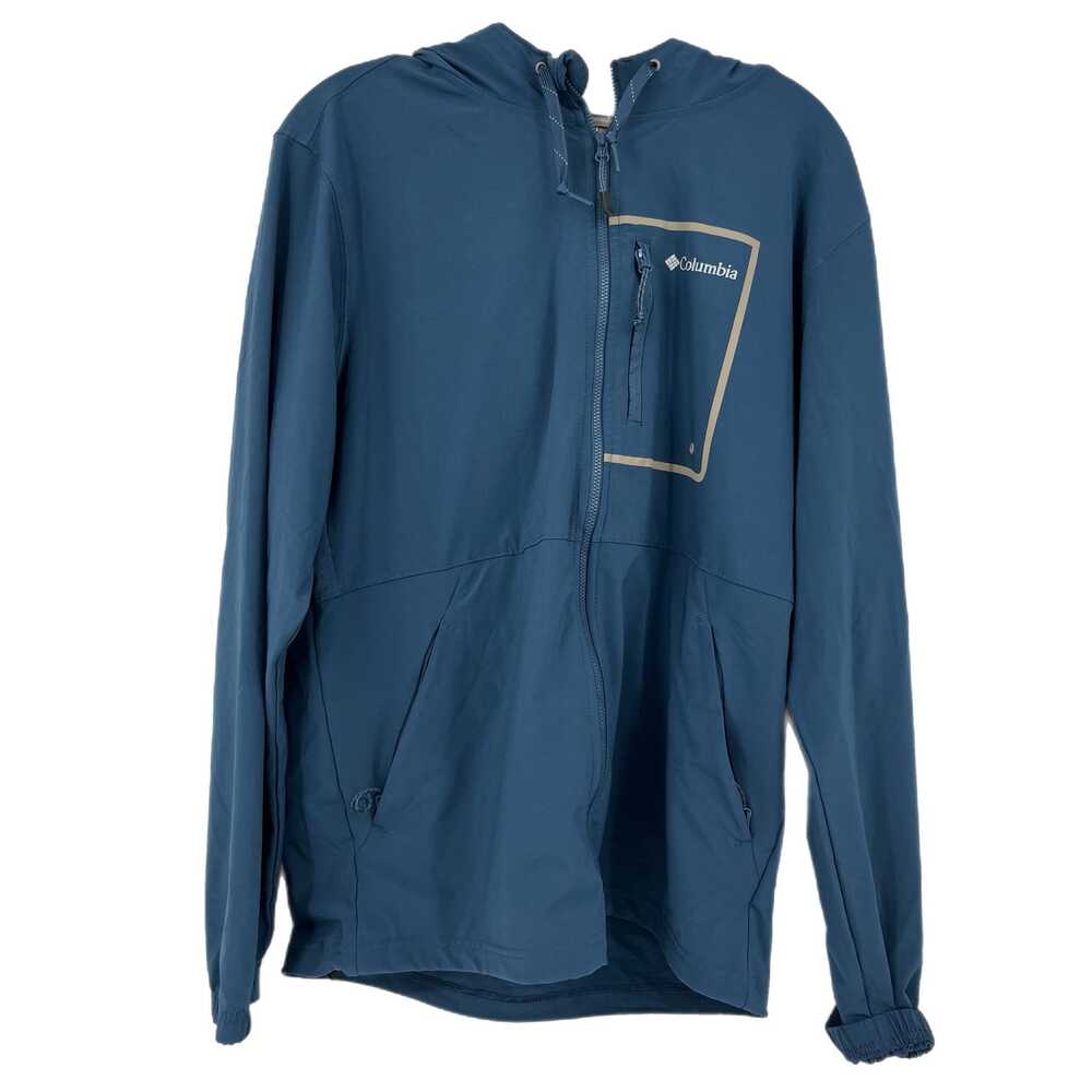 Columbia Blue Gray Jacket Mid-Length Zip Closure Short Sleeve | Mens M